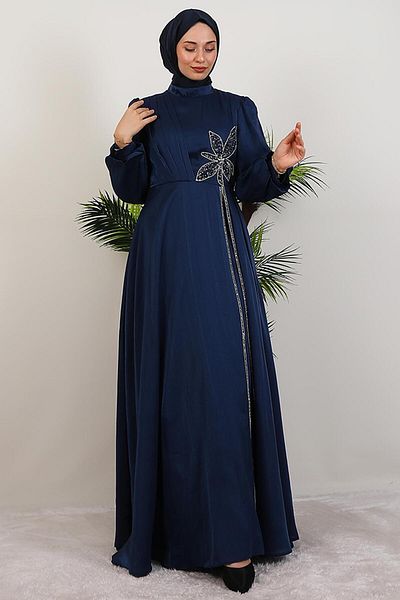 GİYZAMİLA Stoned Clover Dress Navy Blue