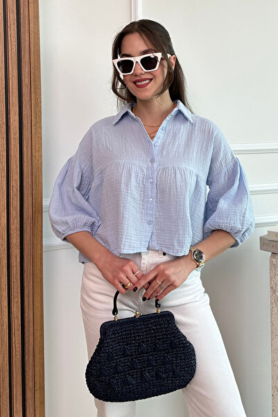 Butik Modana Müslin Crop Gömlek