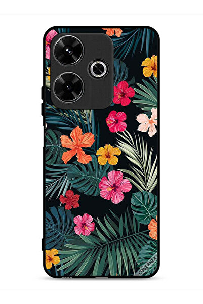 Covernex غطاء حماية لهاتف شاومي ريدمي 13 4G، زهور متعددة الألوان وريش أخضر داكن