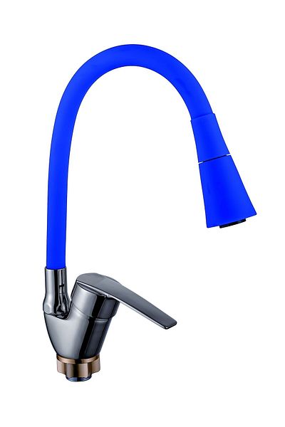 Kanonik Education Movable Head Steel Spiral over Silicone Coated Faucet Head Cobra Function Faucet - Blue