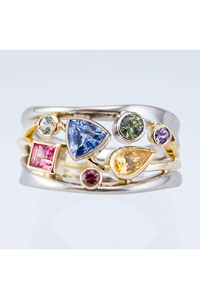 Choice1 8 F301 Huitan Personality Women Party Finger Ring Colorful Round Squa...