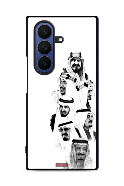 Tolwak غطاء حماية لهاتف سامسونج جالاكسي زد فولد 7، فن ملوك السعودية، أبيض وأسود
