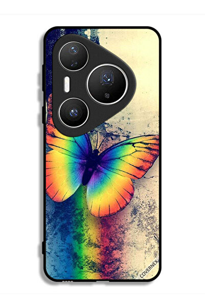 Covernex غطاء حماية لهاتف هواوي بيورا 80 برو بلس بتصميم فراشة قوس قزح عتيقة