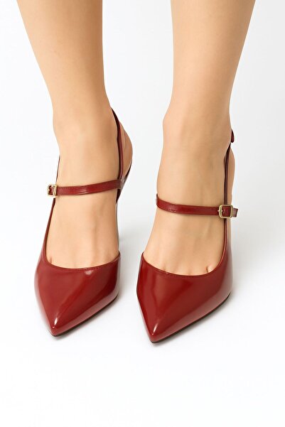adelix Kadın Topuklı Bantlı Stiletto Ayakkabı Bordo