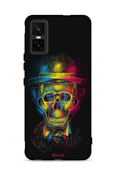 Tolwak Infinix GT 30 Pro Protective Case Cover Skull Colorful Hat Fantasy Art
