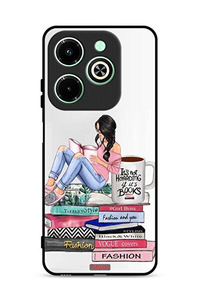 Tolwak غطاء حماية لهاتف Infinix Hot 40i 4G، تصميم فتاة وكتب أزياء فنية