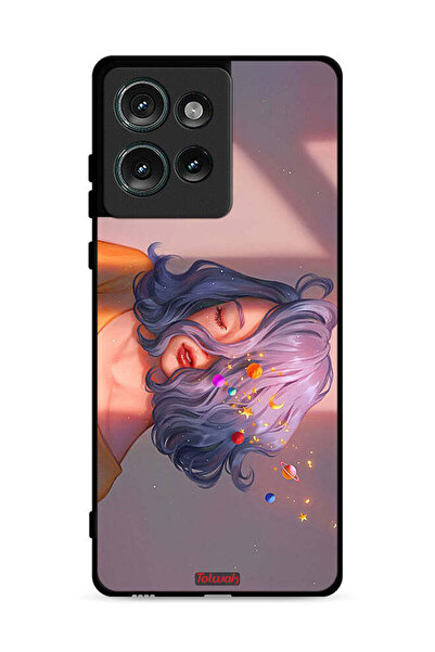 Tolwak غطاء حماية لهاتف موتورولا إيدج 50 برسومات فتاة وفضاء