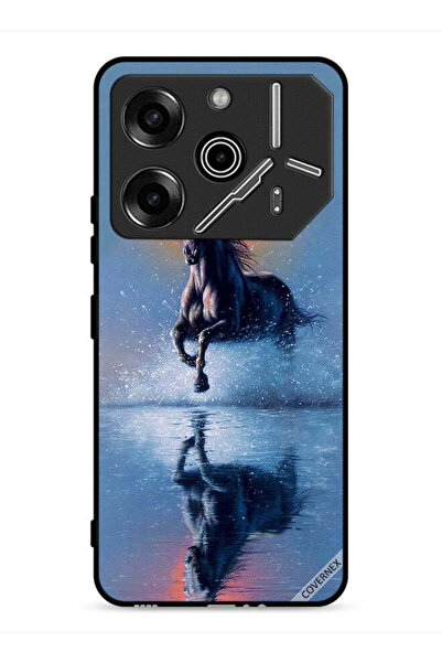 Covernex غطاء حماية لهاتف تكنو بوفا 6 برو 5G، رسم حصان يركض في الماء