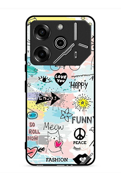 Covernex غطاء حماية لهاتف Tecno Pova 6 Pro 5G بتصميم Doodle Meow Enjoy
