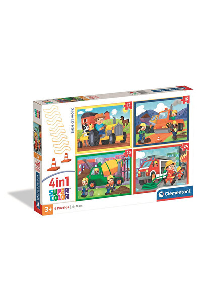 CARS Busy at Work Vehicle Construction Vehicles 4-in-1 Puzzle Clementoni