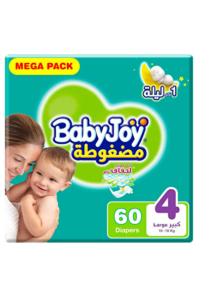 BabyJoy Baby Joy Compressed Baby Diapers, Size 4, Large, 10-18 kg, 60 Diapers