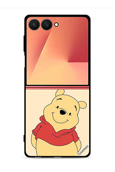 Covernex غطاء حماية لهاتف Samsung Galaxy Z Flip7 بتصميم الدب في وضع السعادة