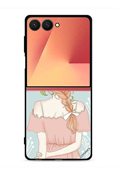 Covernex غطاء حماية لهاتف Samsung Galaxy Z Flip7 بفتاة واقفة تبدو لطيفة
