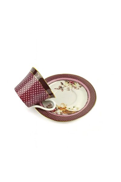 esdekor Magenta Set of 2 Coffee Cups Tableware Kitchen Serving Decorative Gift