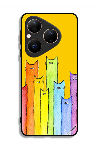 Covernex غطاء حماية لهاتف هواوي بيورا 80 بتصميم دمية قطة