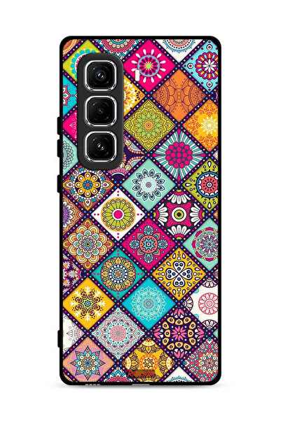 Tolwak غطاء حماية لهاتف Infinix Hot 50 Pro 4G بنقشة مربعات ماندالا