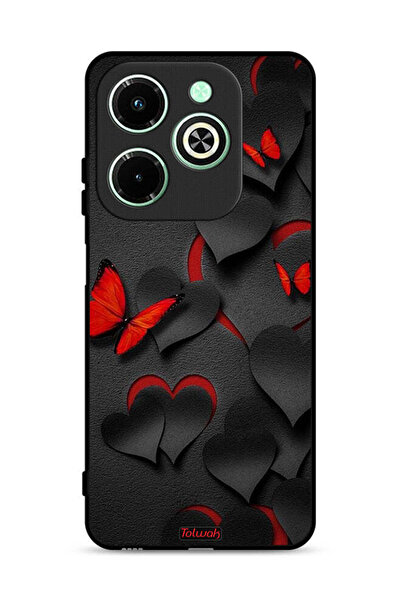 Tolwak غطاء حماية لهاتف Infinix Hot 40i 4G بنقشة قلوب وفراشات