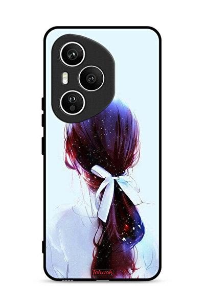 Tolwak غطاء حماية لهاتف Honor 400 Pro بتصميم ربطة شعر مع رباط شعر وفن فتاة
