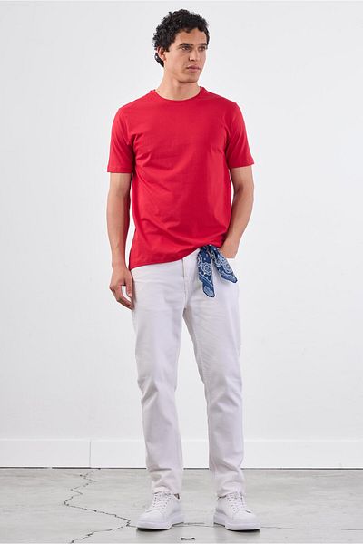 Dufy Red Plain Men's T-Shirt - Slim Fit