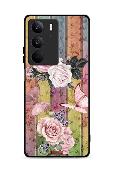 Tolwak غطاء حماية لهاتف Realme C75 4G بنقشة فراشات الخوخ والورود