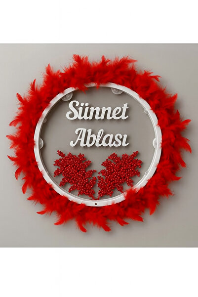 Evsay Tüylerle Süslenmiş Sünnet Tefi Vurmalı Çalgı Def Müzik Aleti Sünnet Abl...