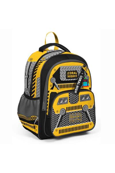 Coral High Yellow Black Robot Patterned School Bag 14424