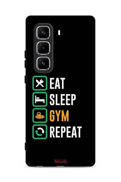 Tolwak غطاء حماية لهاتف Infinix Hot 50 Pro 4G، Eat Sleep Gym Repeat