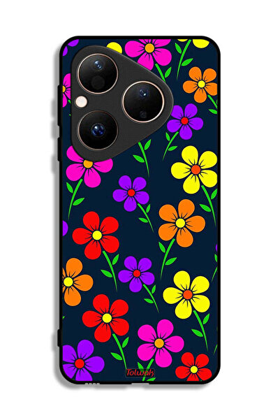 Tolwak غطاء حماية لهاتف هواوي بيورا 80 - زهور ملونة