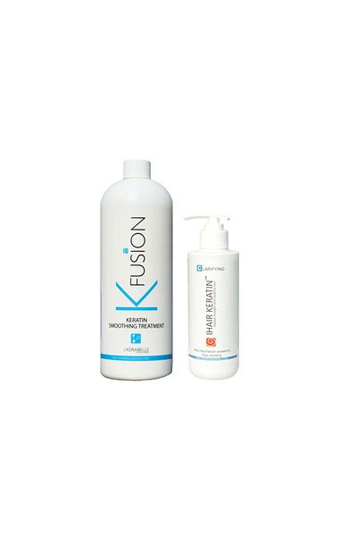 L'Kerabelle Kit de tratament cu keratina K Fusion 1000 ml + sampon clarificator cu keratina Ihair 250 ml