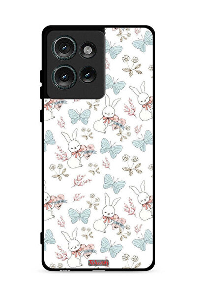 Tolwak غطاء حماية لهاتف موتورولا إيدج 50 بطبعة أرنب وفراشات