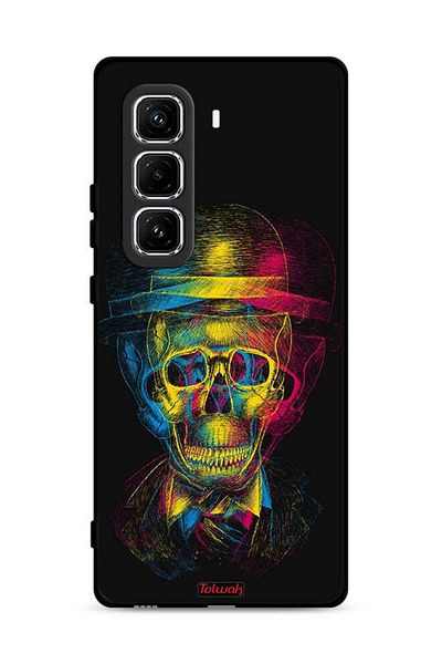 Tolwak Infinix Hot 50 Pro 4G Protective Case Cover Skull Colorful Hat Fantasy Art
