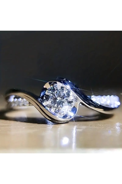 Choice 10 خواتم زفاف فاخرة وعصرية من Huitan F1219 للنساء باللون الأبيض/الوردي...