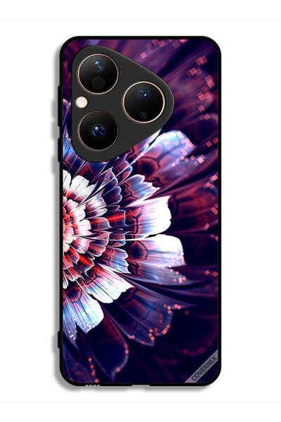 Covernex غطاء حماية لهاتف هواوي بيورا 80 مع زهرة كبيرة عاكسة على الجانب الأيسر