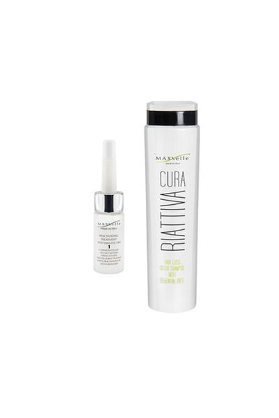 Maxxelle Promotional Set Anti-Hair Loss Ampoules Step 1 + Anti-Hair Loss and Detox Shampoo Cura Riattiva Maxx
