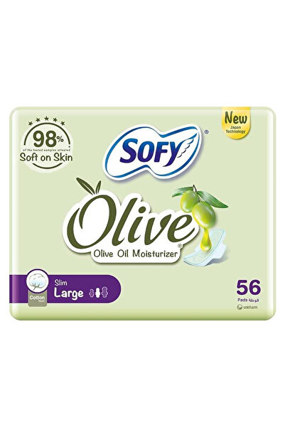 sofy Olive Sanitary Pads With Wings, Slim & Large , 56 Pads