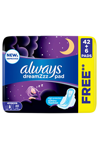 Always Dreamz Thick with Wings Feminine Pads, 48Pads