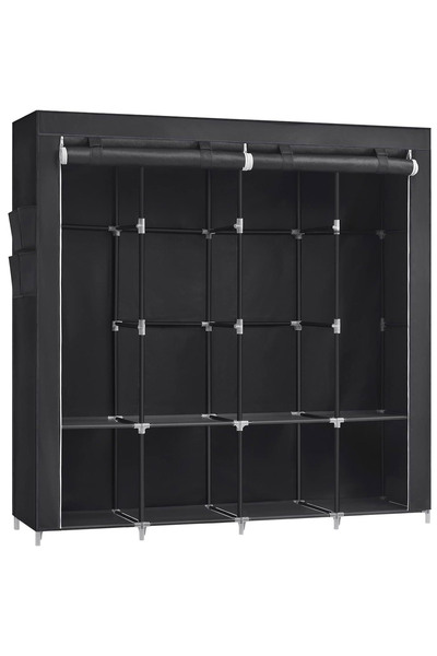 SONGMICS Fabric Wardrobe, Portable Wardrobe, with Shelves and Hanging Rail, 170x45x167cm, Black