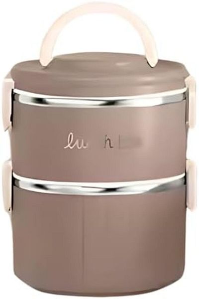 Twisoo 2 Tier Thermal Lunch Box Bento Box Set, Portable Insulated Lunch Containers with Spoon, Stack