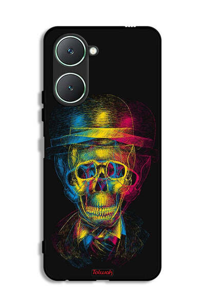 Tolwak غطاء حماية لهاتف Vivo Y18i 4G بتصميم جمجمة وقبعة ملونة وفن خيالي