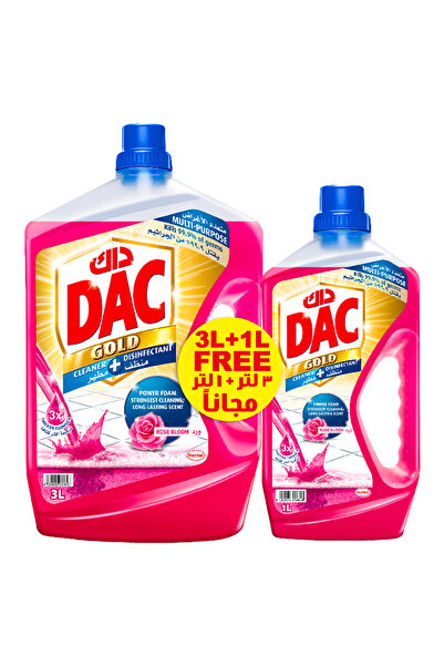 DAC Gold Cleaner & Disinfectant Rose Bloom Scent, 3 Liter + 1 Liter Free