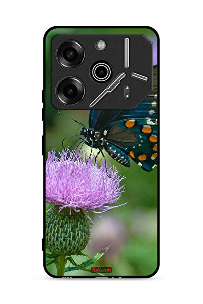 Tolwak غطاء حماية لهاتف تكنو بوفا 6 برو 5G بتصميم فراشة على زهرة