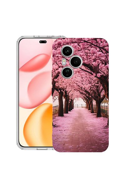 bestcase Carcasă transparentă din silicon pentru Honor 400 Pro, flori de cireș, 2036424 T 1379