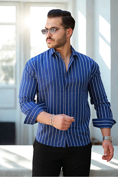 COMBİNE MİCHAİL Чоловіча літня сорочка з смужками, широка в плечах