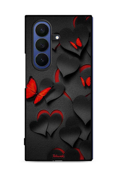 Tolwak غطاء حماية لهاتف سامسونج جالاكسي زد فولد 7 بنقشة قلوب وفراشات