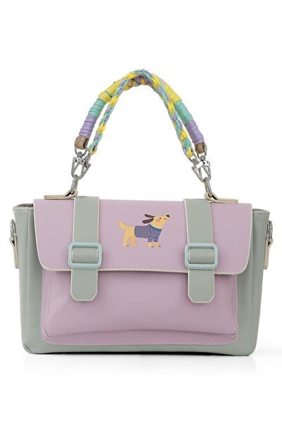 Dogo Women's vegan leather lilac shoulder bag - paw lucky design