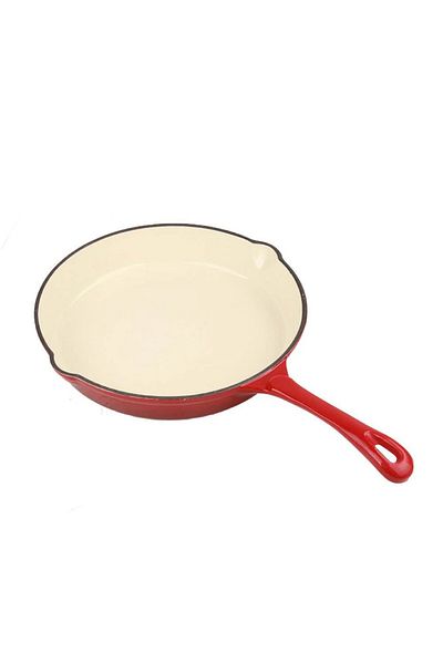 VAV GET Healthy and Safe, Non-Stick Cast Iron Dutch Oven Fry Pan, 25.5x41.5cm / 10x16.3Inch – Red
