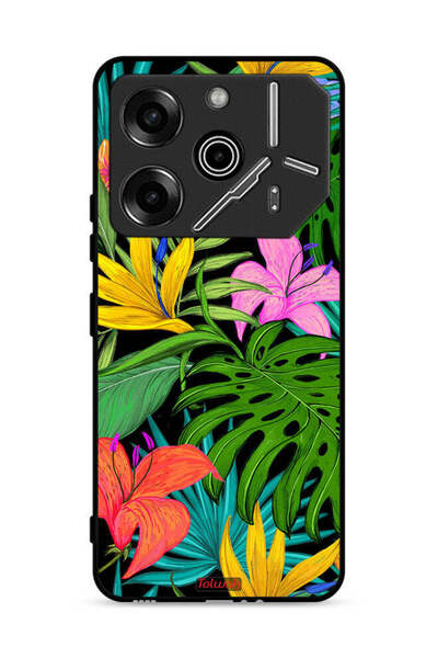 Tolwak غطاء حماية لهاتف تكنو بوفا 6 برو 5G بنقشة زهور استوائية وأوراق شجر