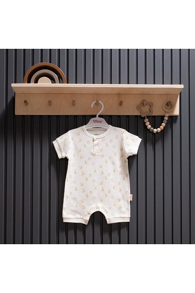Tiffany Baby Kıds Tiffany Baby Pear Jacquard Theme Half Sleeve Short Jumpsuit 40026