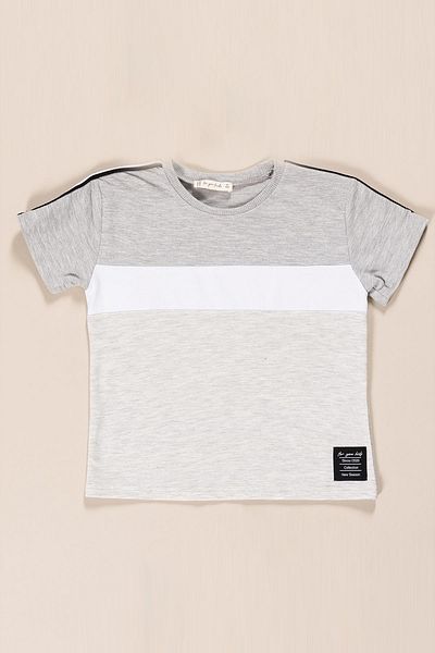 for you kids Boys' T-Shirt Shorts Set with Label and Side Stripe Detail |   Gray