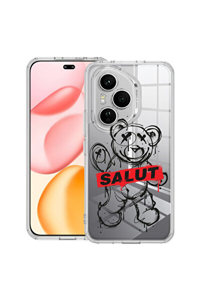 bestcase Carcasă transparentă din silicon pentru Honor 400 Pro, Teddy Bear Sa...